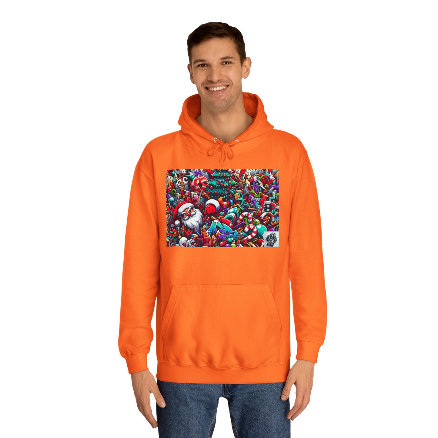 Festive Santa Graphic Unisex College Hoodie - Perfect Holiday Wear