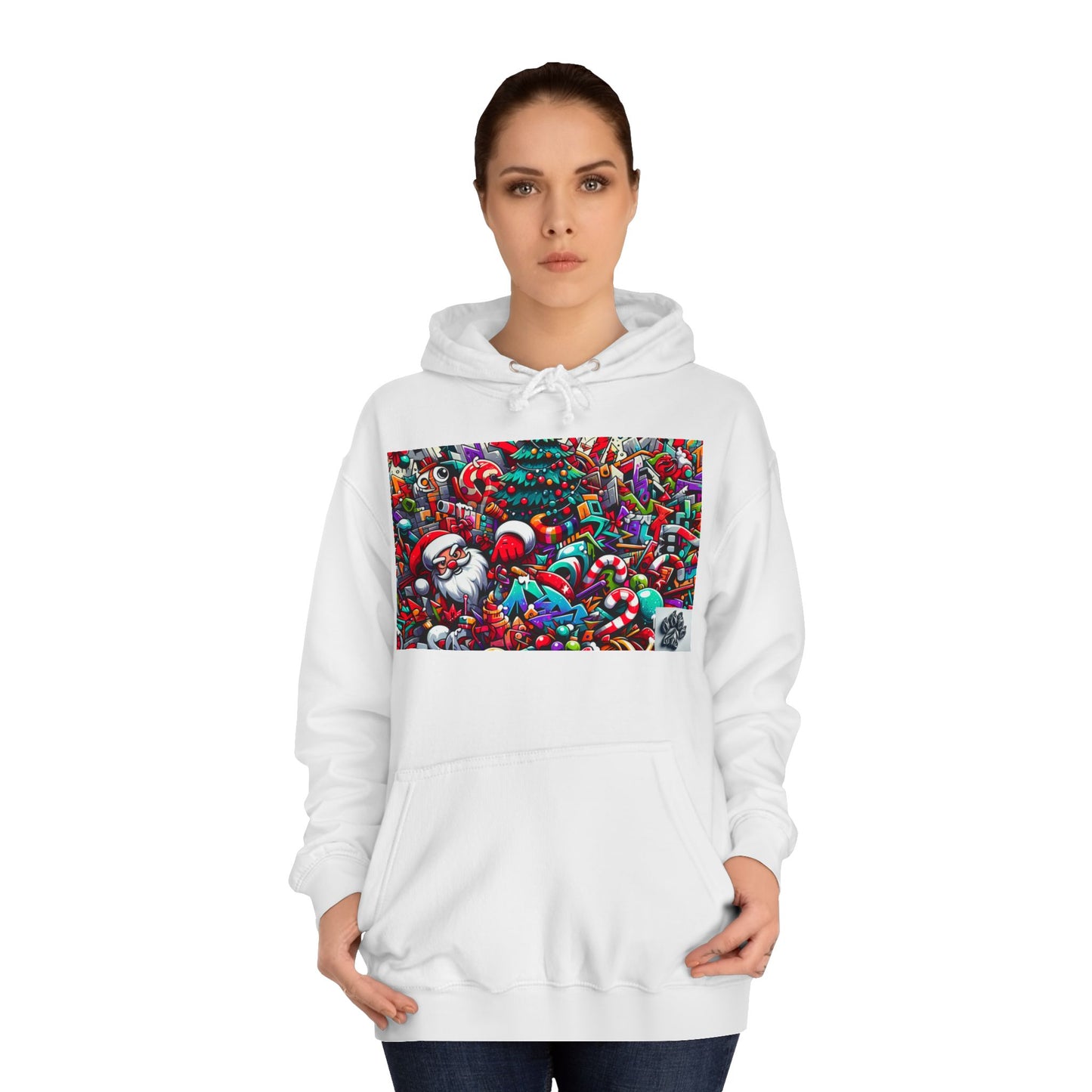 Festive Santa Graphic Unisex College Hoodie - Perfect Holiday Wear