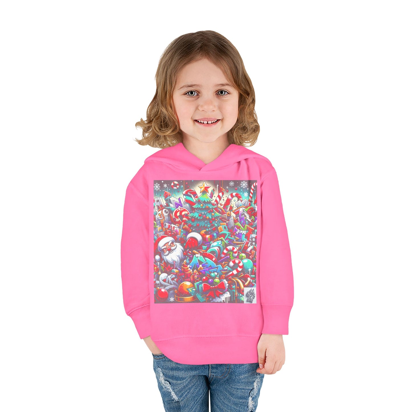 Festive Santa Toddler Hoodie - Cozy Christmas Fleece Pullover