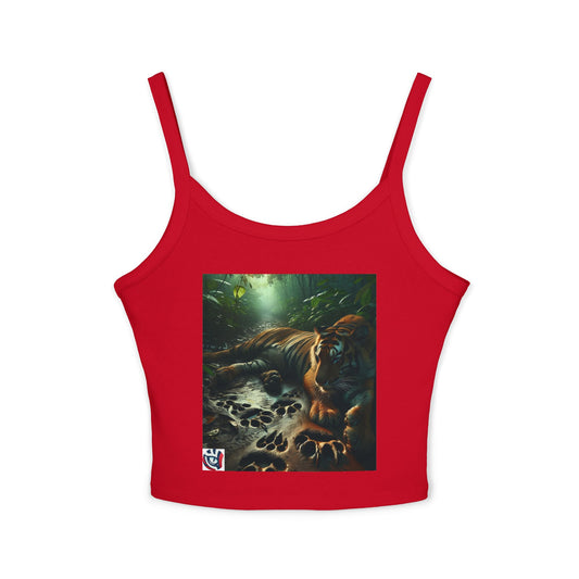 Wild Tiger Women's Spaghetti Strap Tank Top - Nature-Inspired Fitness Wear