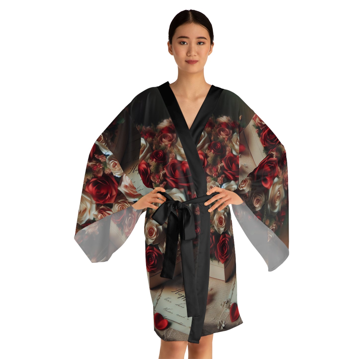 Elegant Floral Long Sleeve Kimono Robe