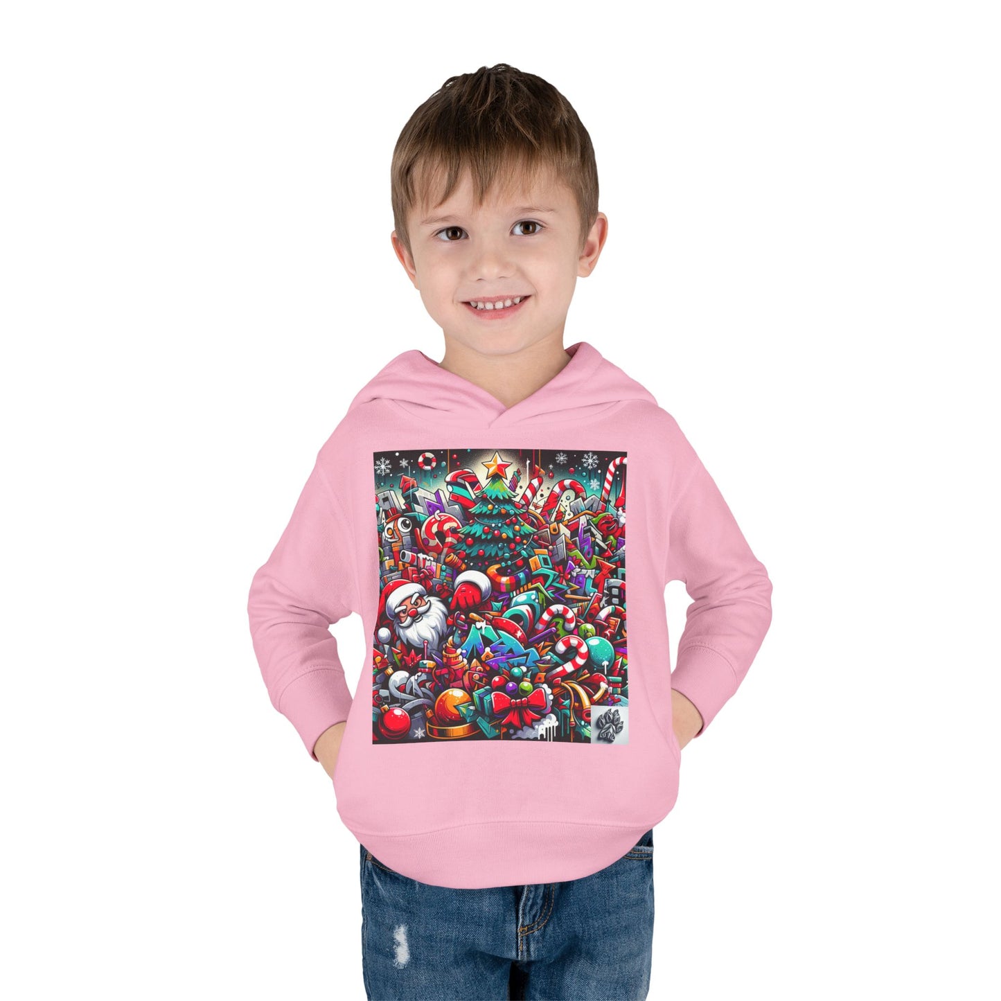 Festive Santa Toddler Hoodie - Cozy Christmas Fleece Pullover