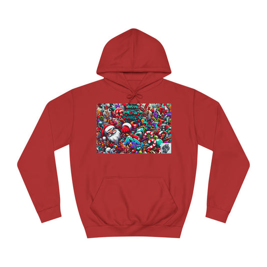 Festive Santa Graphic Unisex College Hoodie - Perfect Holiday Wear