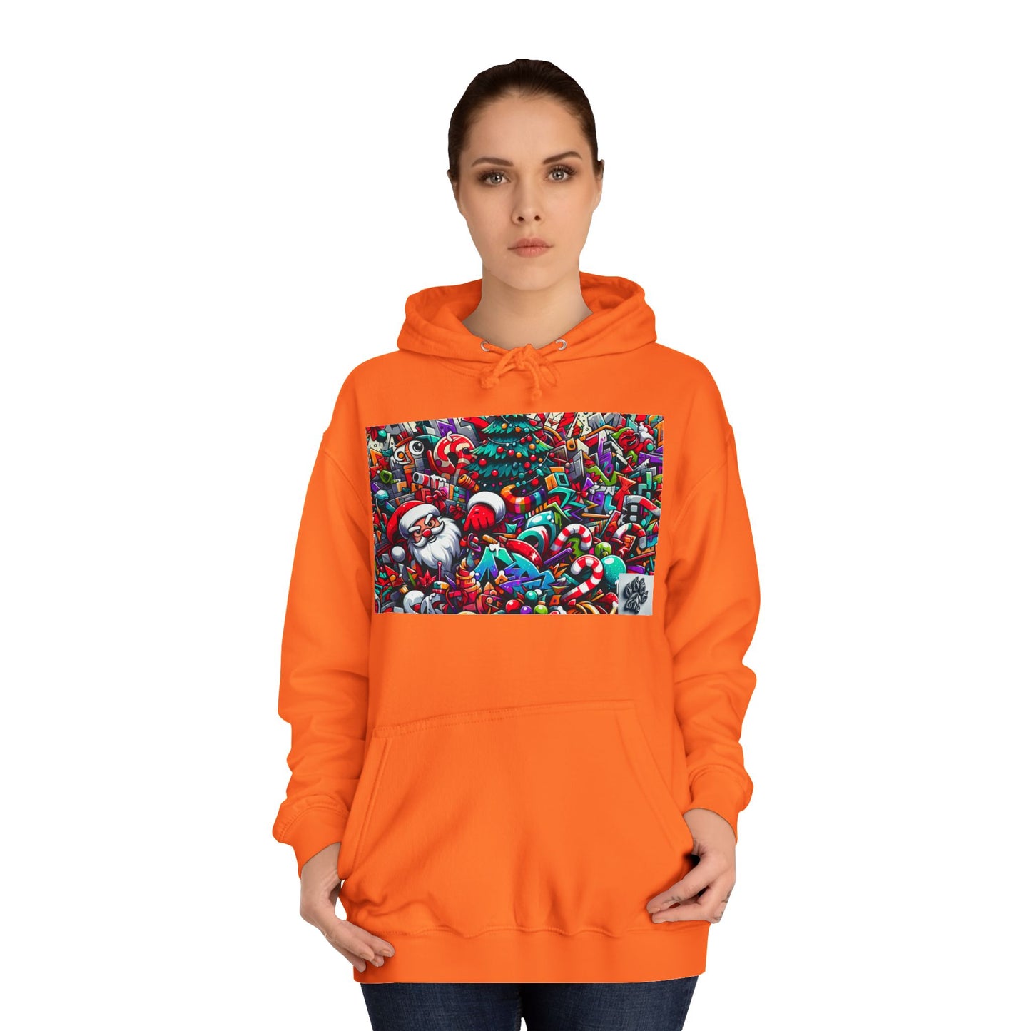 Festive Santa Graphic Unisex College Hoodie - Perfect Holiday Wear