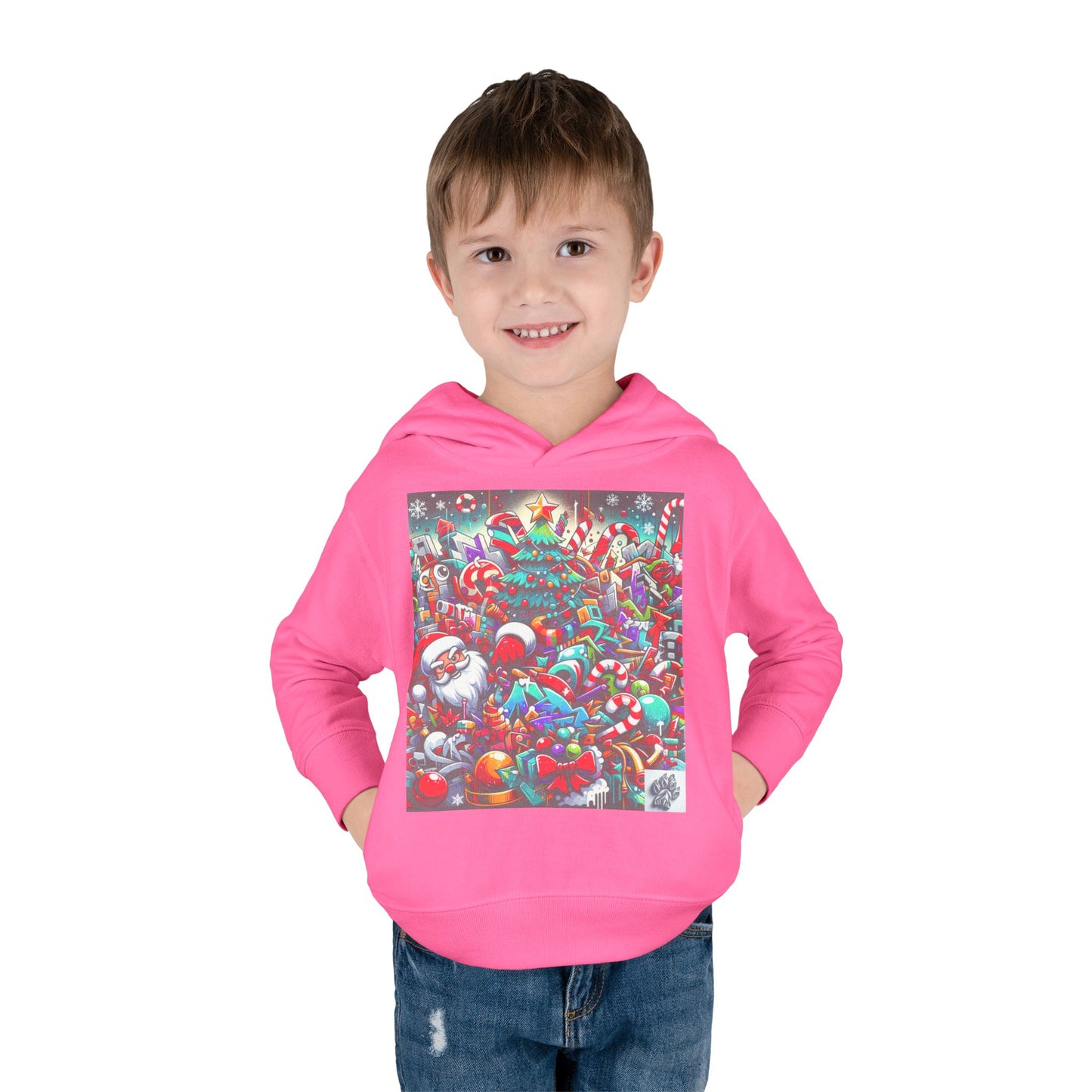 Festive Santa Toddler Hoodie - Cozy Christmas Fleece Pullover