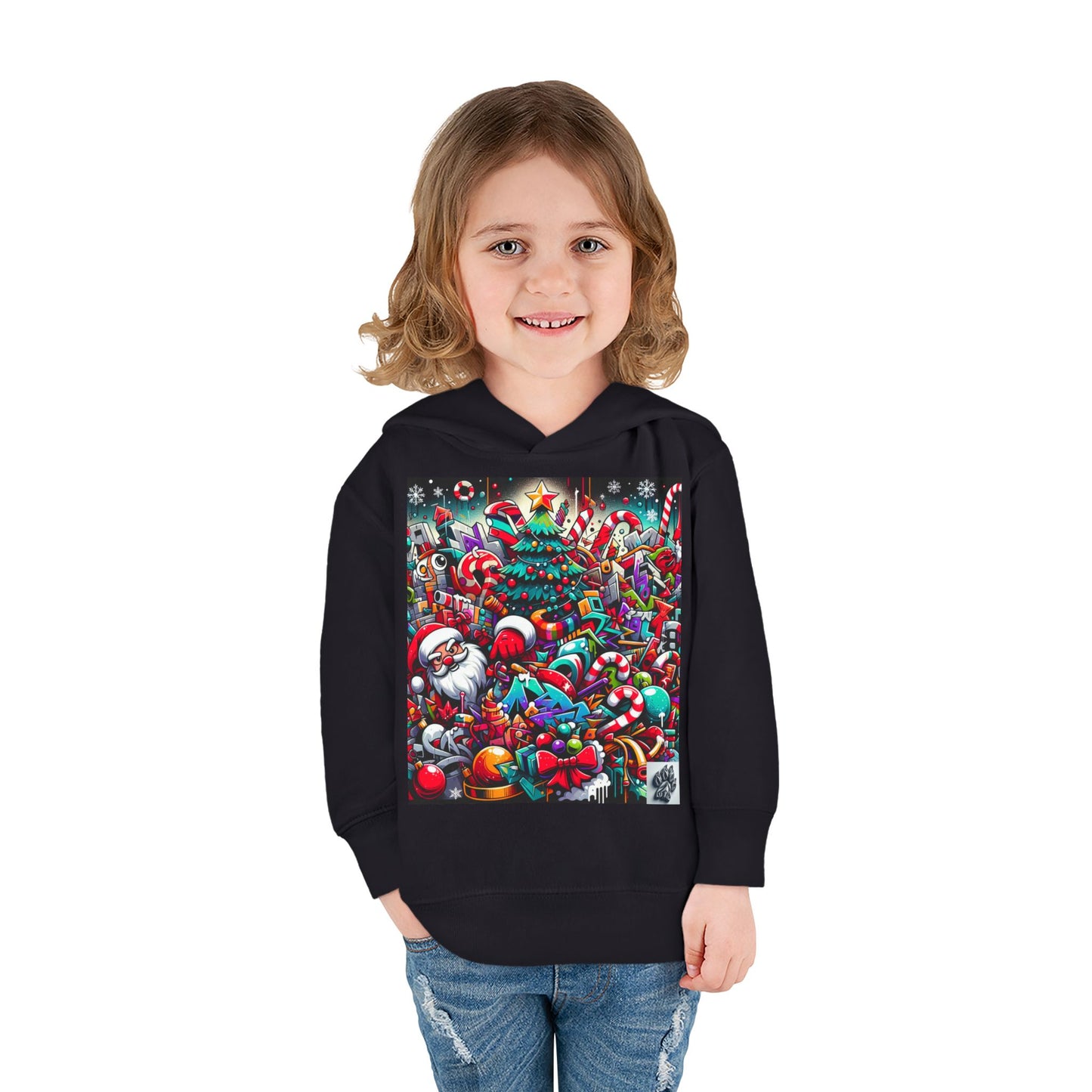 Festive Santa Toddler Hoodie - Cozy Christmas Fleece Pullover
