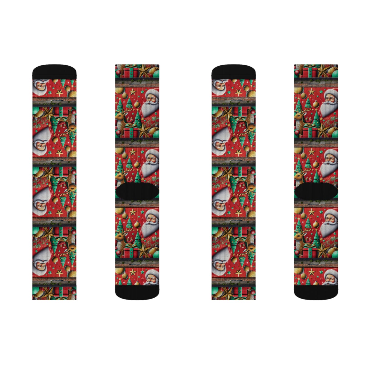 Festive Christmas Sublimation Socks with Santa Design