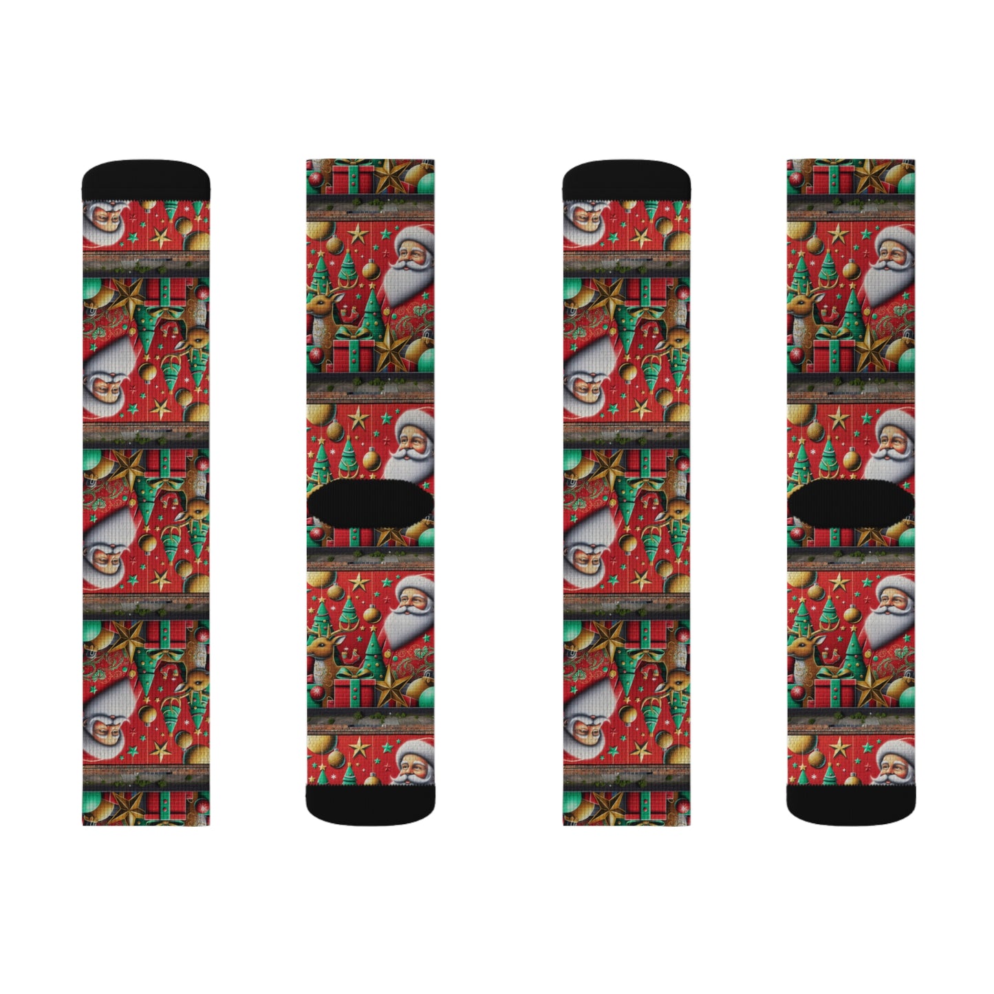Festive Christmas Sublimation Socks with Santa Design