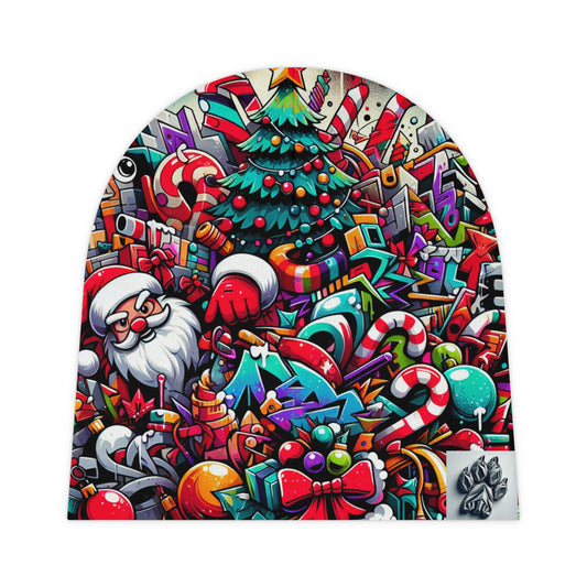 Festive Christmas Baby Beanie with Santa Design
