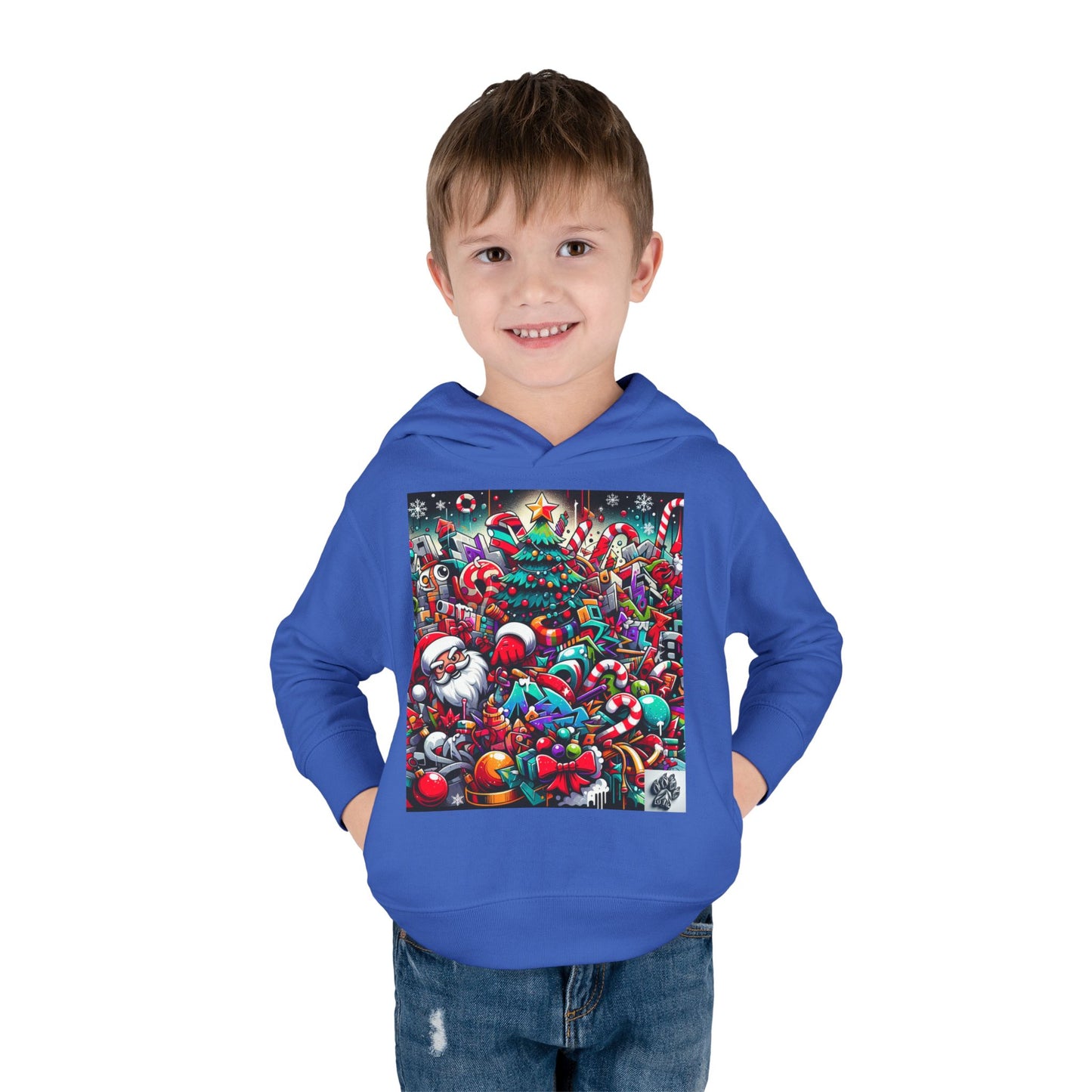 Festive Santa Toddler Hoodie - Cozy Christmas Fleece Pullover