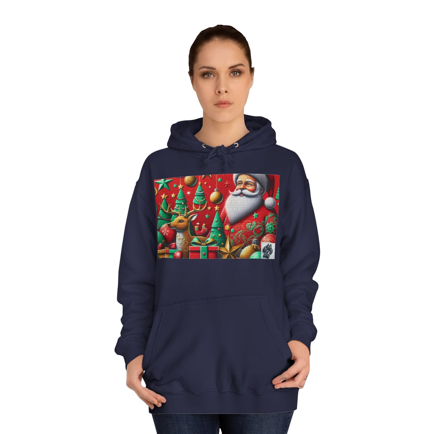 Festive Santa and Reindeer Unisex Hoodie