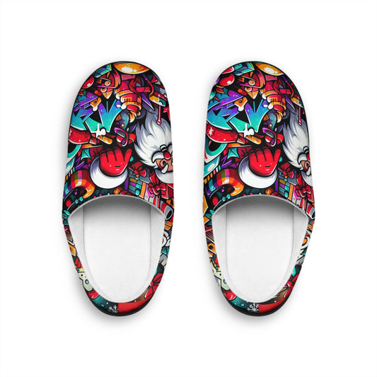 Men's Indoor Slippers - Festive Santa Graphic Design for Cozy Comfort