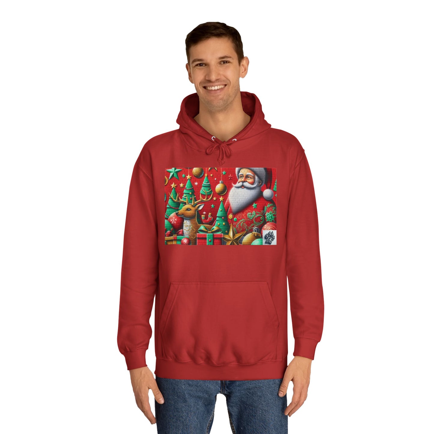 Festive Santa and Reindeer Unisex Hoodie