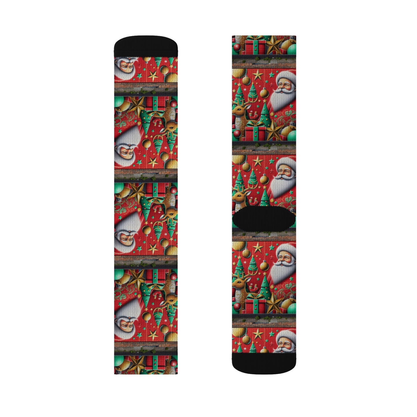 Festive Christmas Sublimation Socks with Santa Design