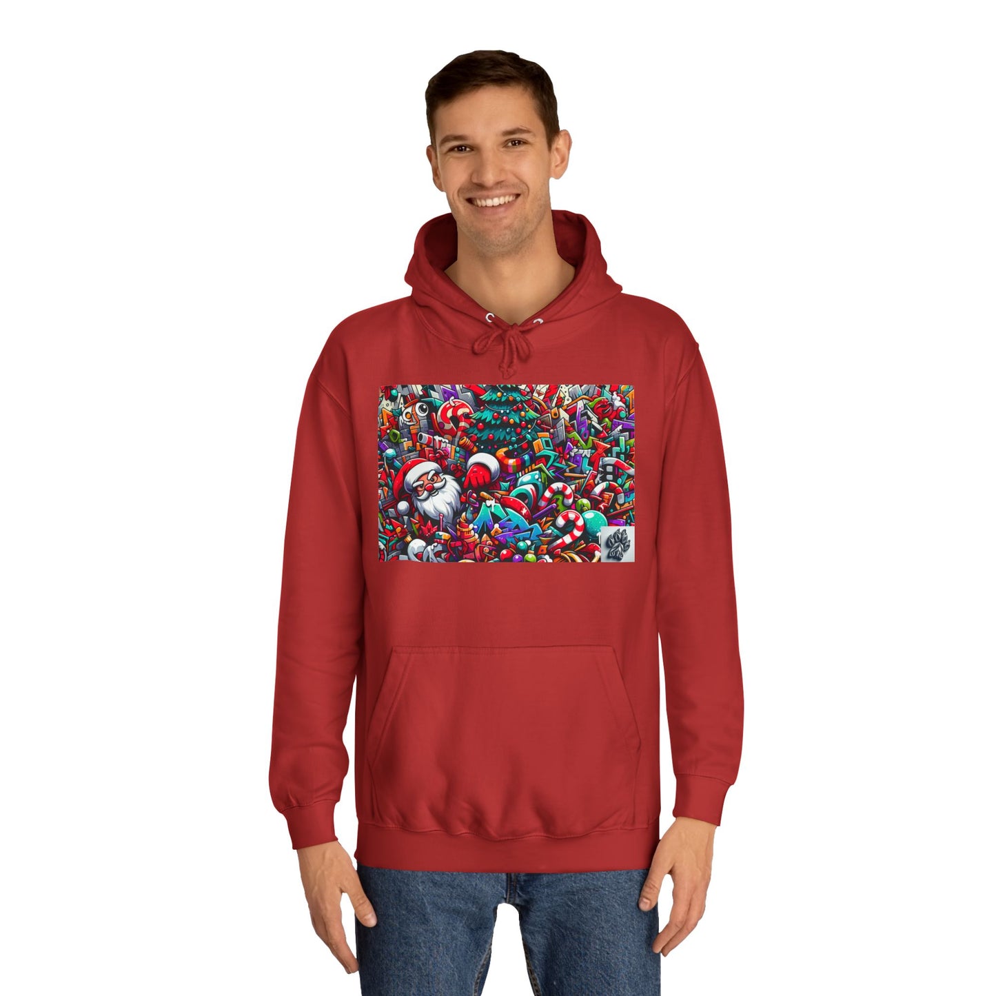 Festive Santa Graphic Unisex College Hoodie - Perfect Holiday Wear