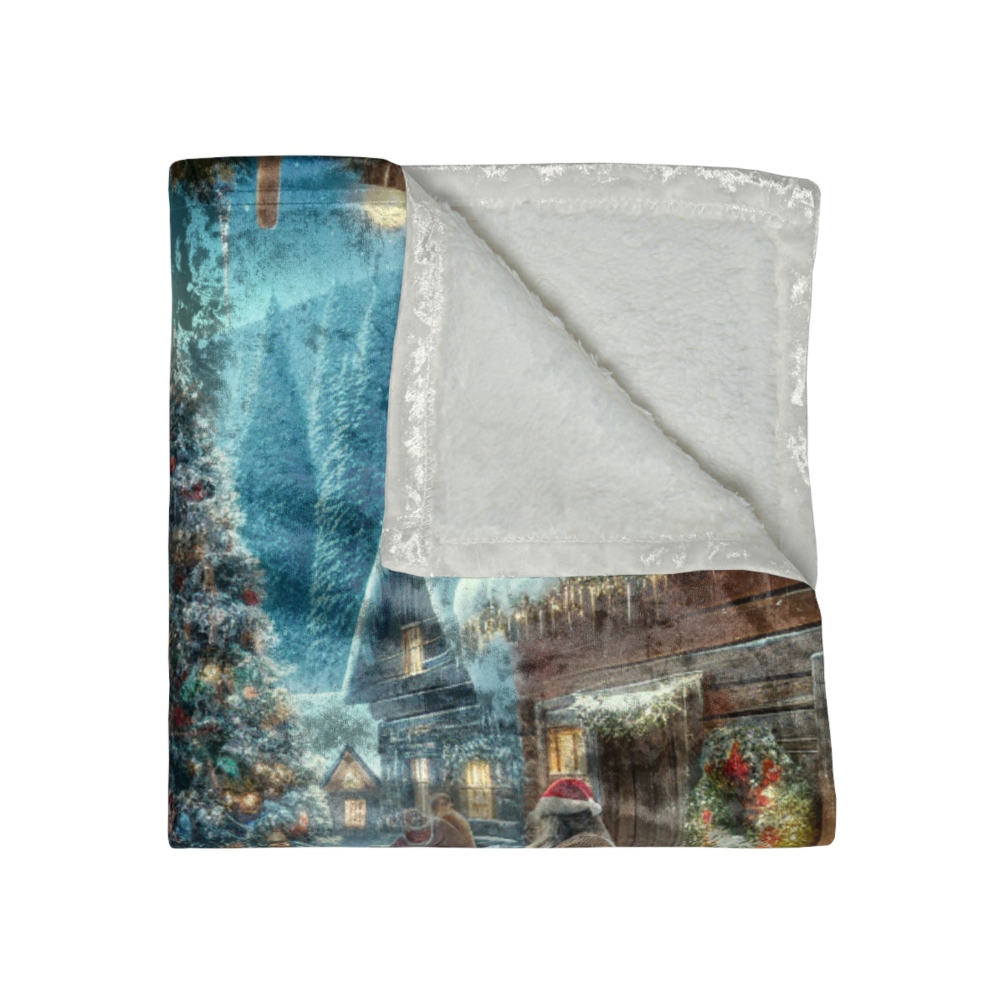 Cozy Christmas Crushed Velvet Blanket | Winter Wonderland Holiday Decor