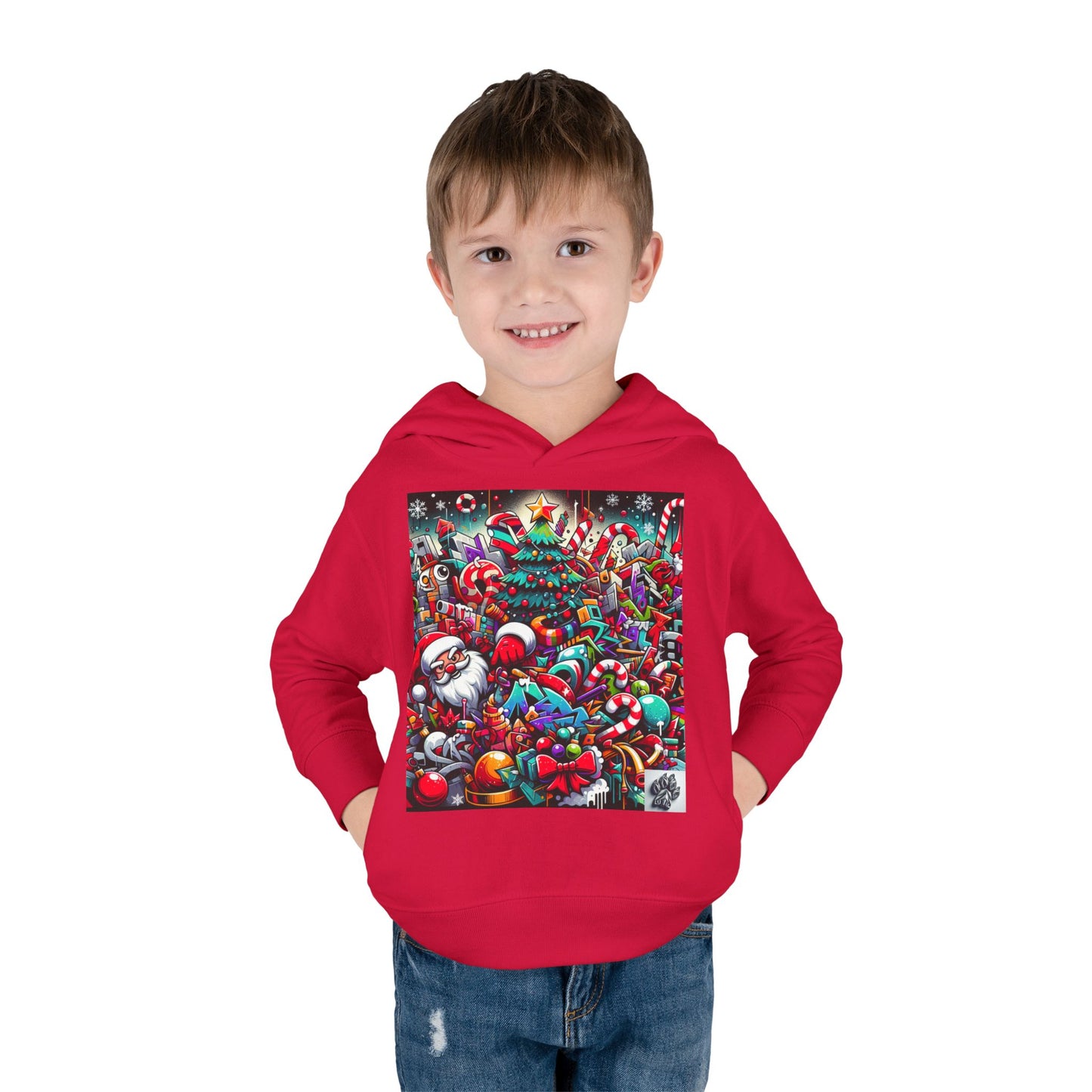 Festive Santa Toddler Hoodie - Cozy Christmas Fleece Pullover