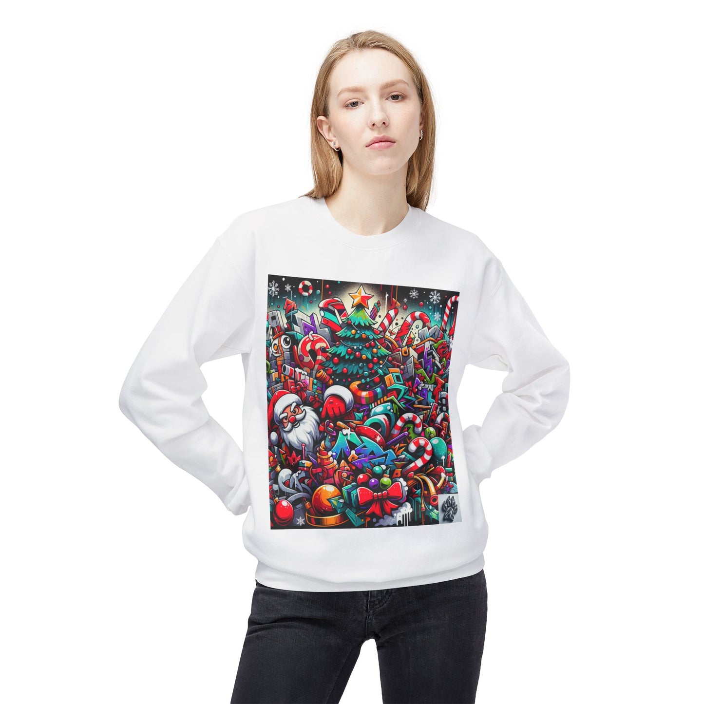 Festive Christmas Sweatshirt with Santa and Holiday Cheer Design