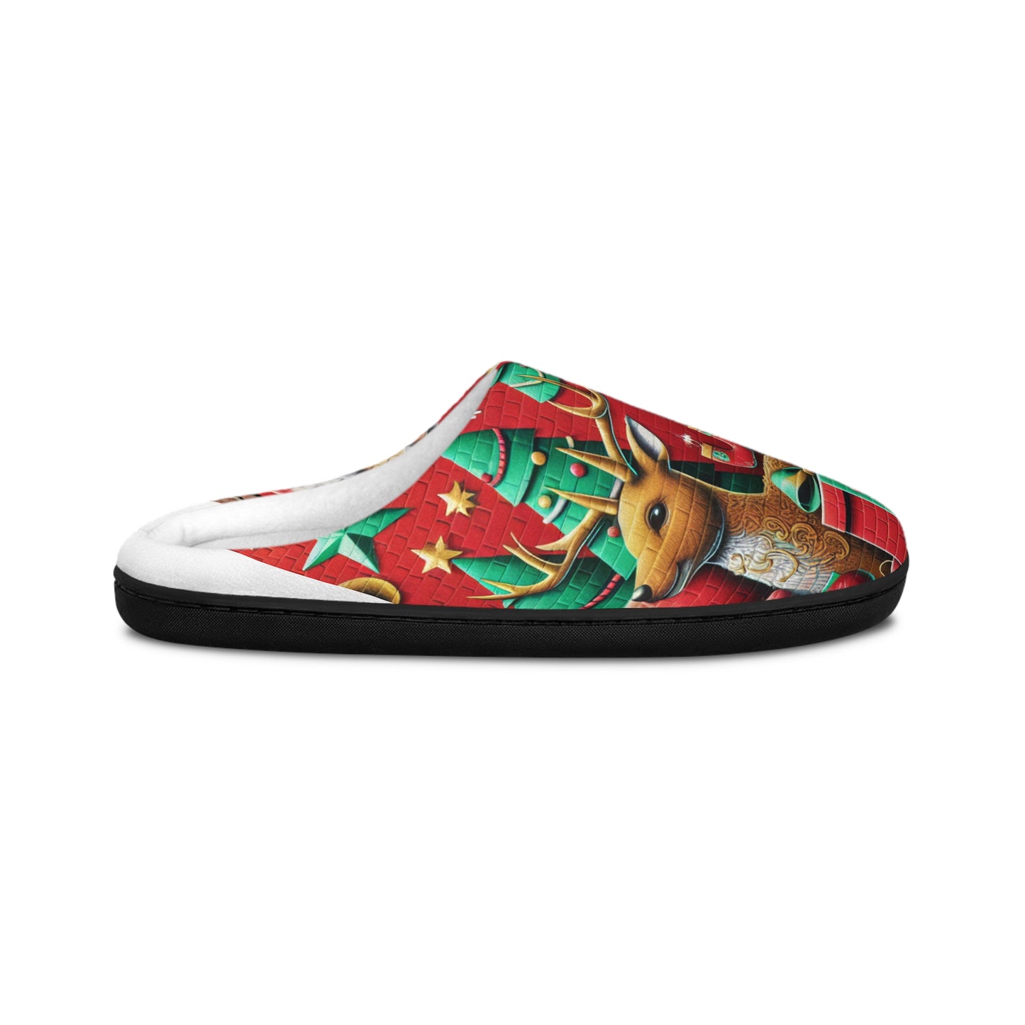 Christmas Themed Men's Indoor Slippers with Holiday Design