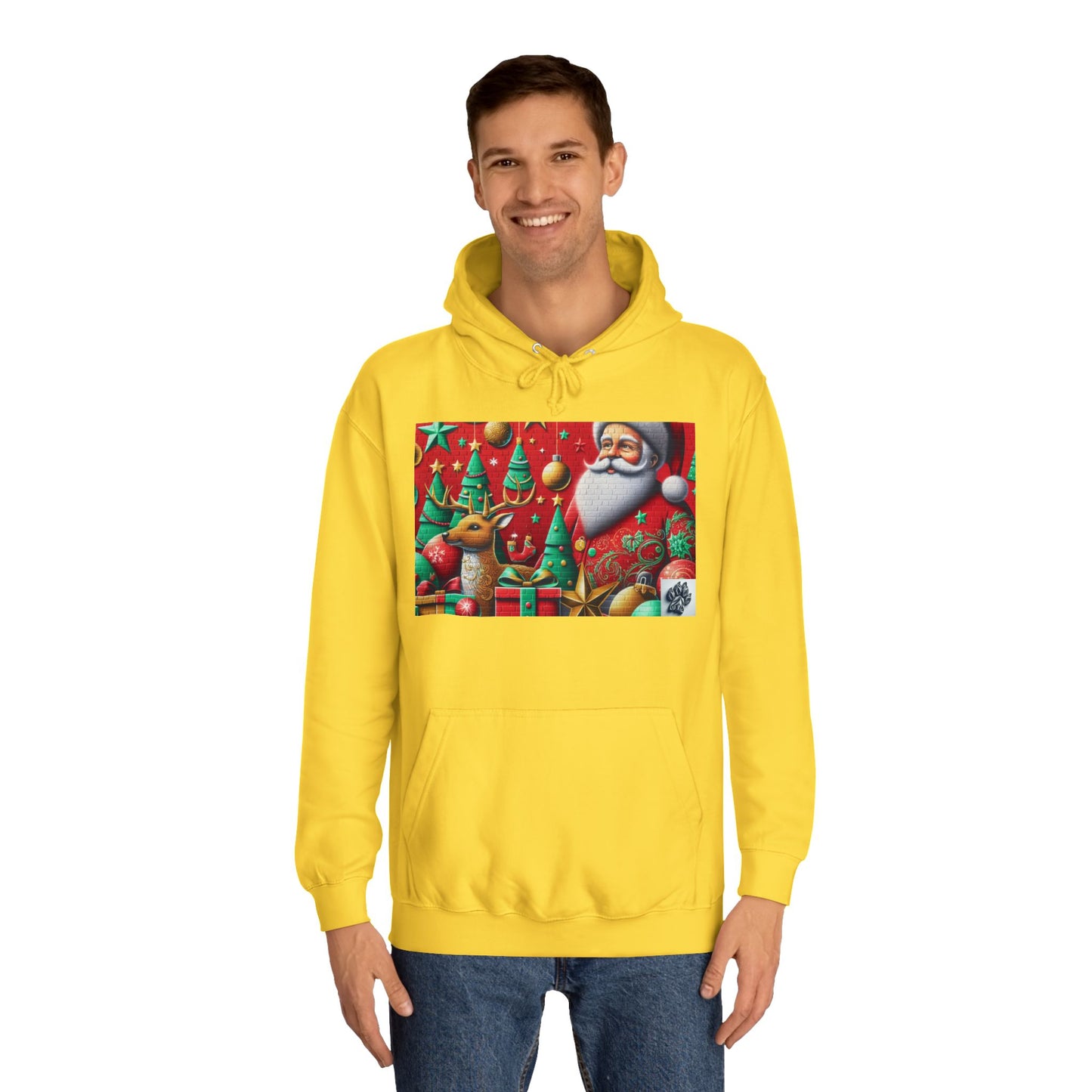 Festive Santa and Reindeer Unisex Hoodie