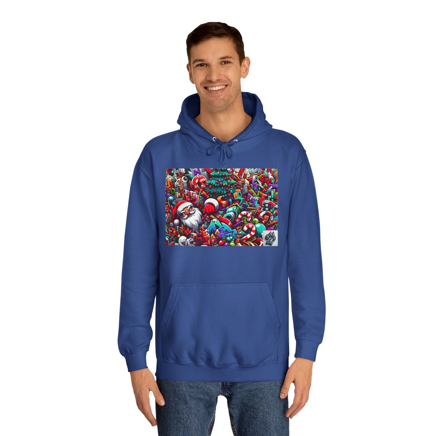 Festive Santa Graphic Unisex College Hoodie - Perfect Holiday Wear