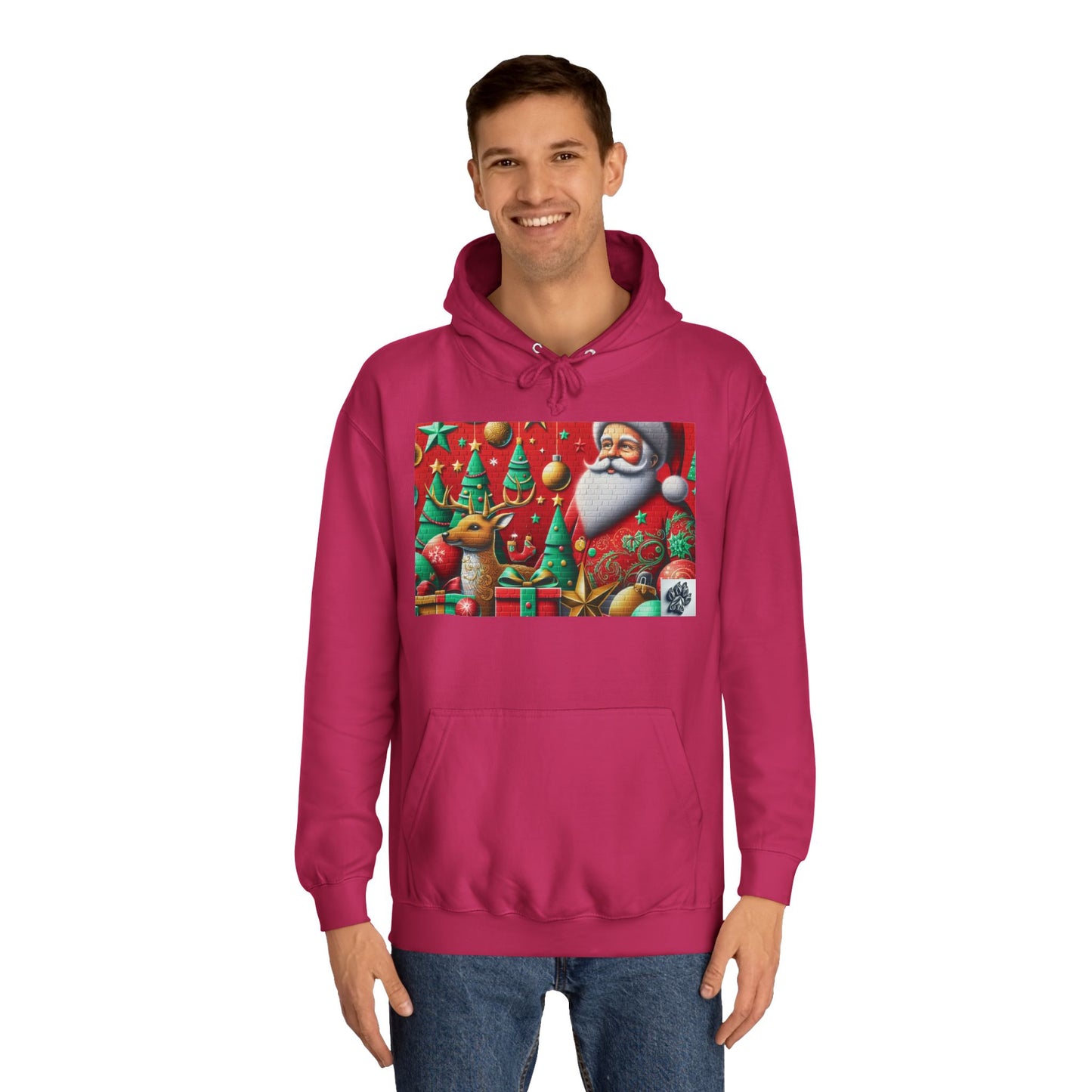 Festive Santa and Reindeer Unisex Hoodie