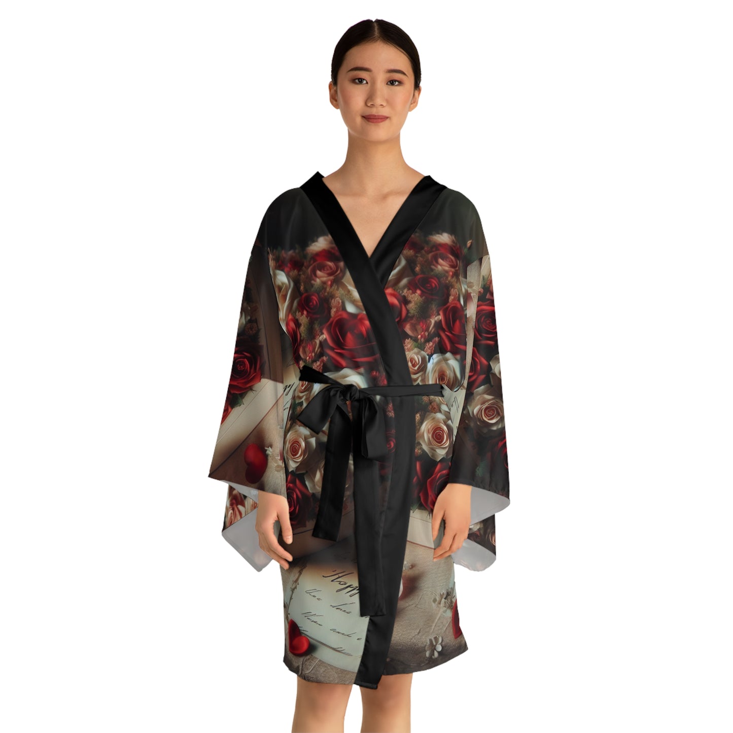 Elegant Floral Long Sleeve Kimono Robe