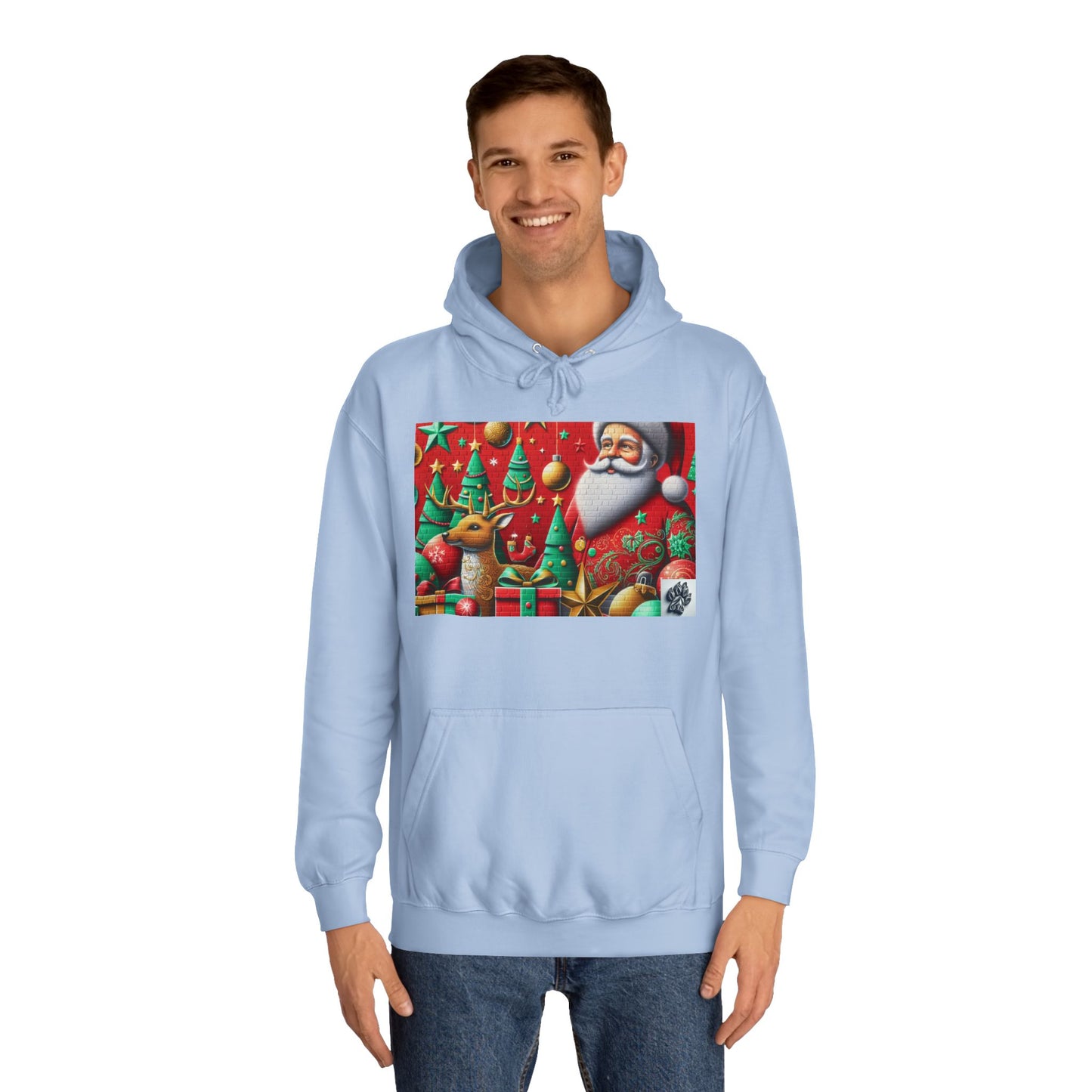 Festive Santa and Reindeer Unisex Hoodie