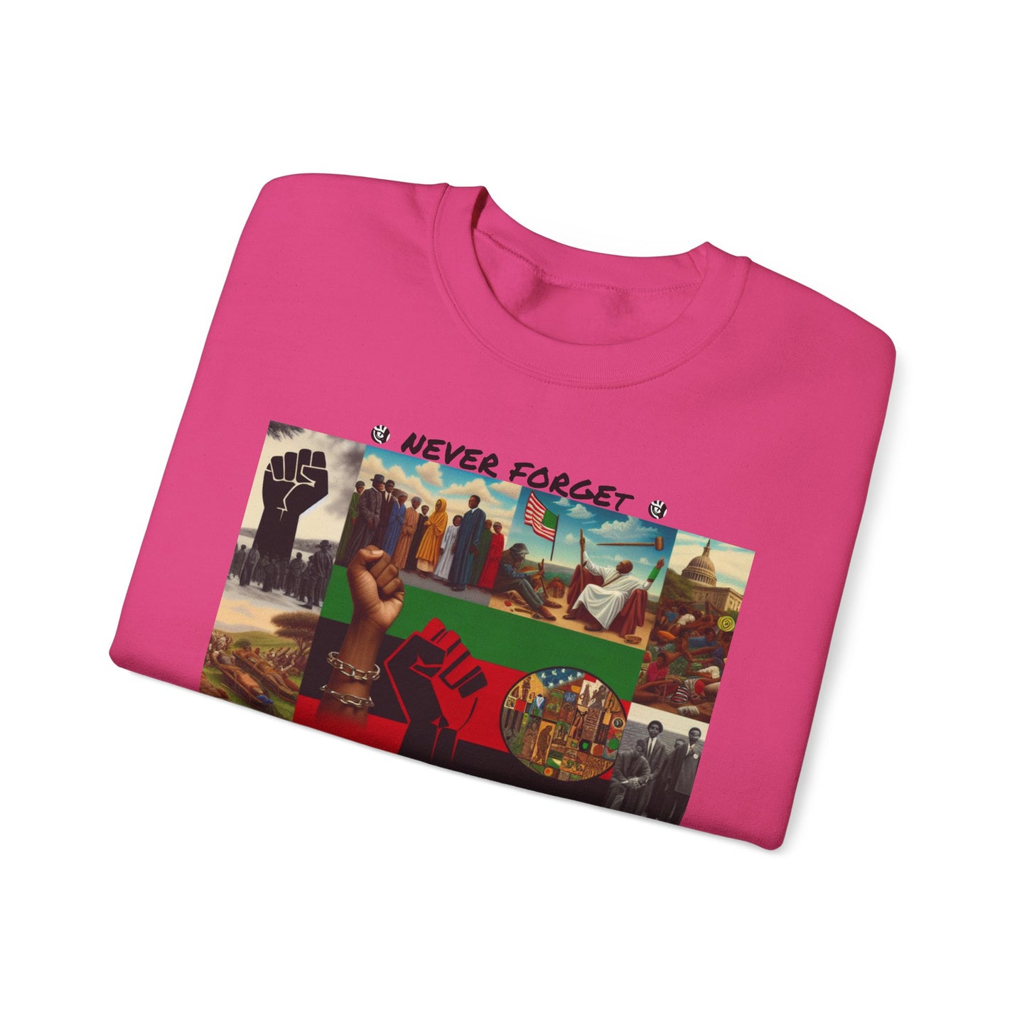 Never Forget Unity Crewneck Sweatshirt - Inclusive Black Culture Design