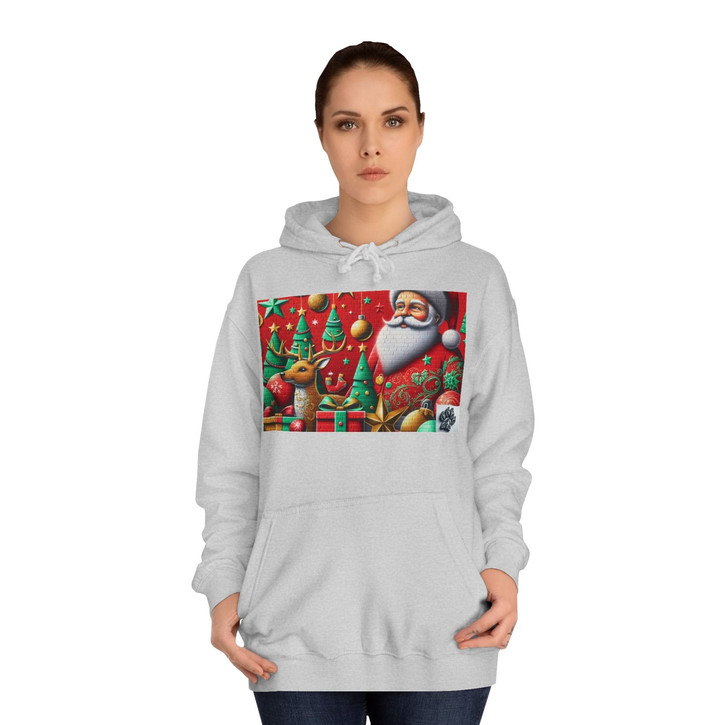 Festive Santa and Reindeer Unisex Hoodie