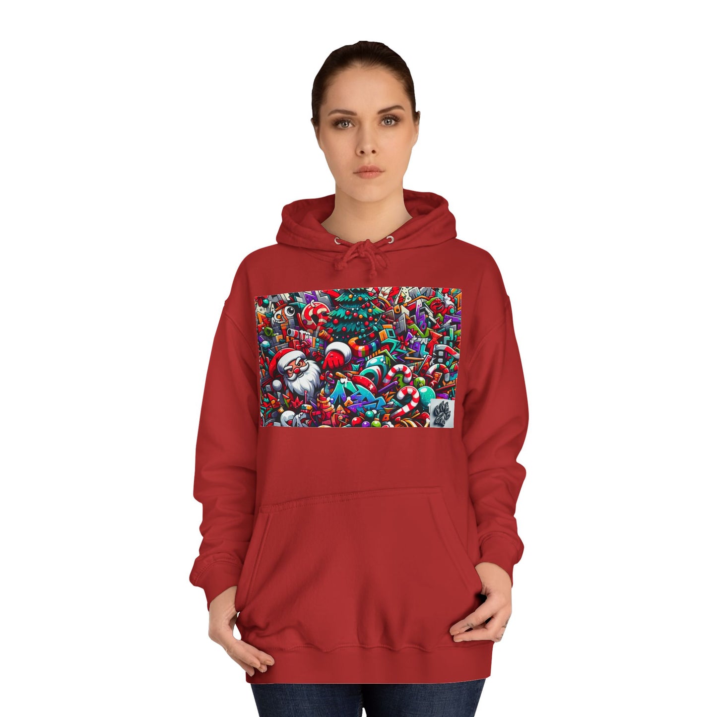 Festive Santa Graphic Unisex College Hoodie - Perfect Holiday Wear