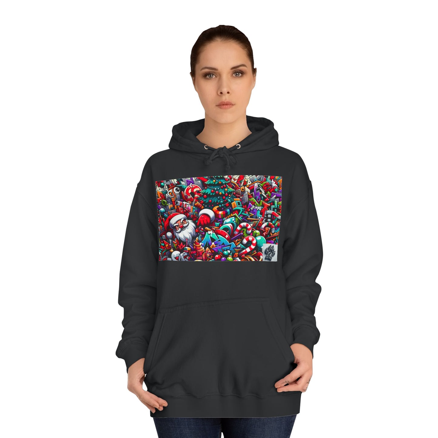 Festive Santa Graphic Unisex College Hoodie - Perfect Holiday Wear