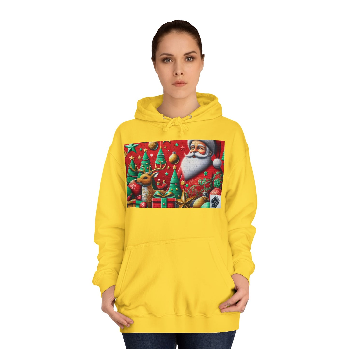 Festive Santa and Reindeer Unisex Hoodie
