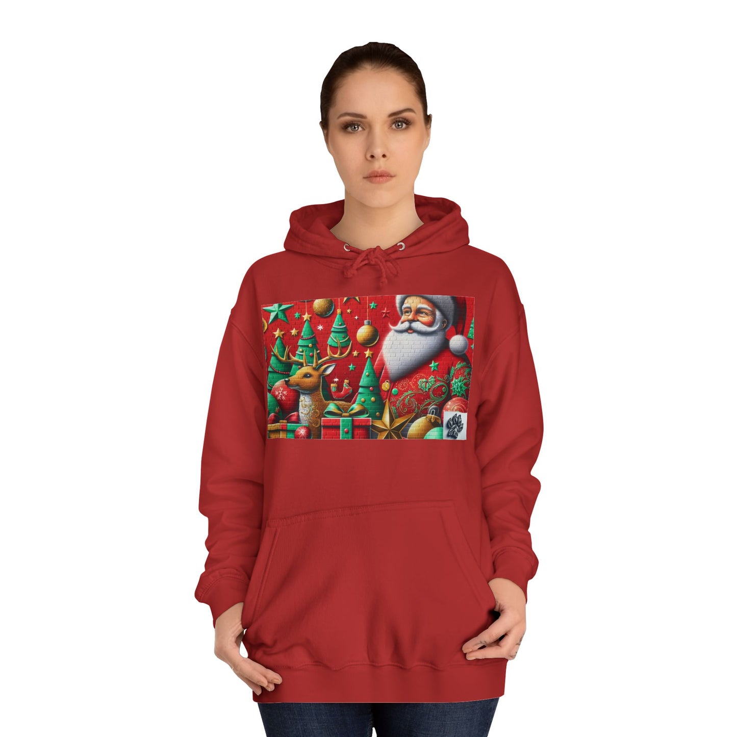 Festive Santa and Reindeer Unisex Hoodie