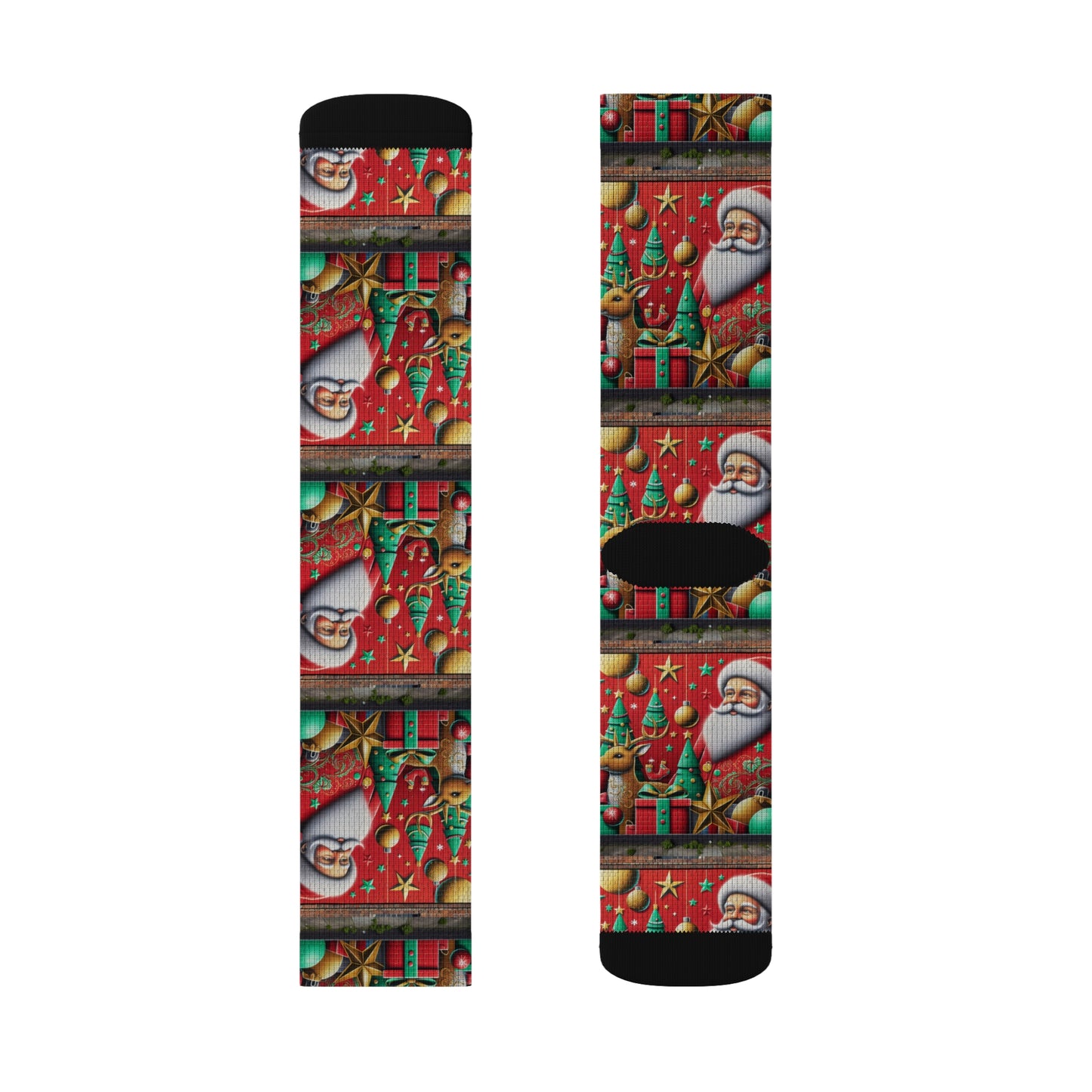 Festive Christmas Sublimation Socks with Santa Design