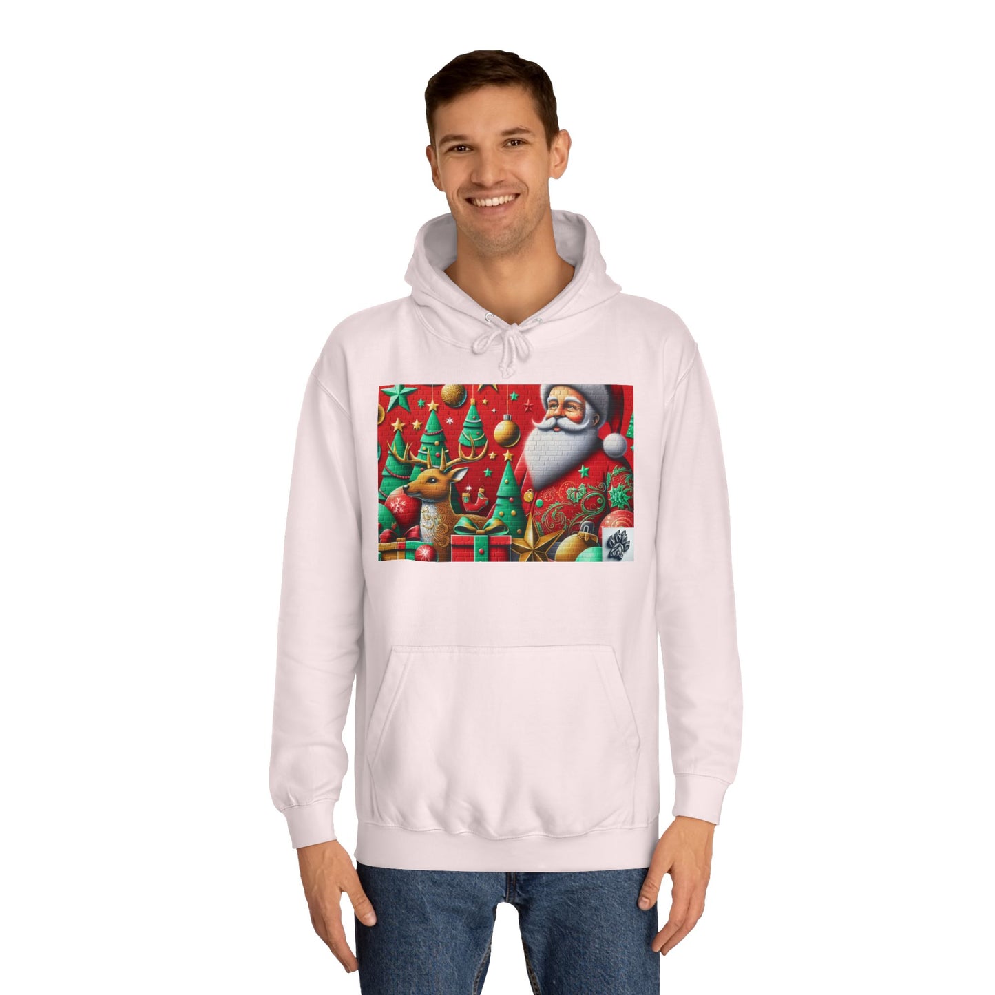 Festive Santa and Reindeer Unisex Hoodie