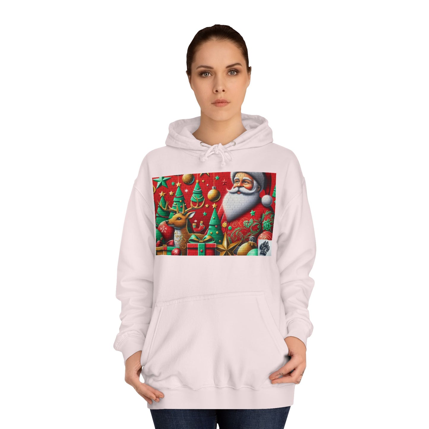 Festive Santa and Reindeer Unisex Hoodie