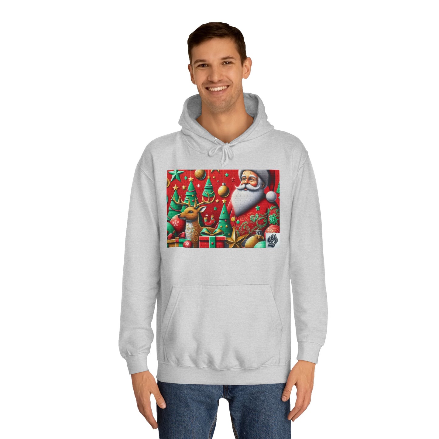 Festive Santa and Reindeer Unisex Hoodie