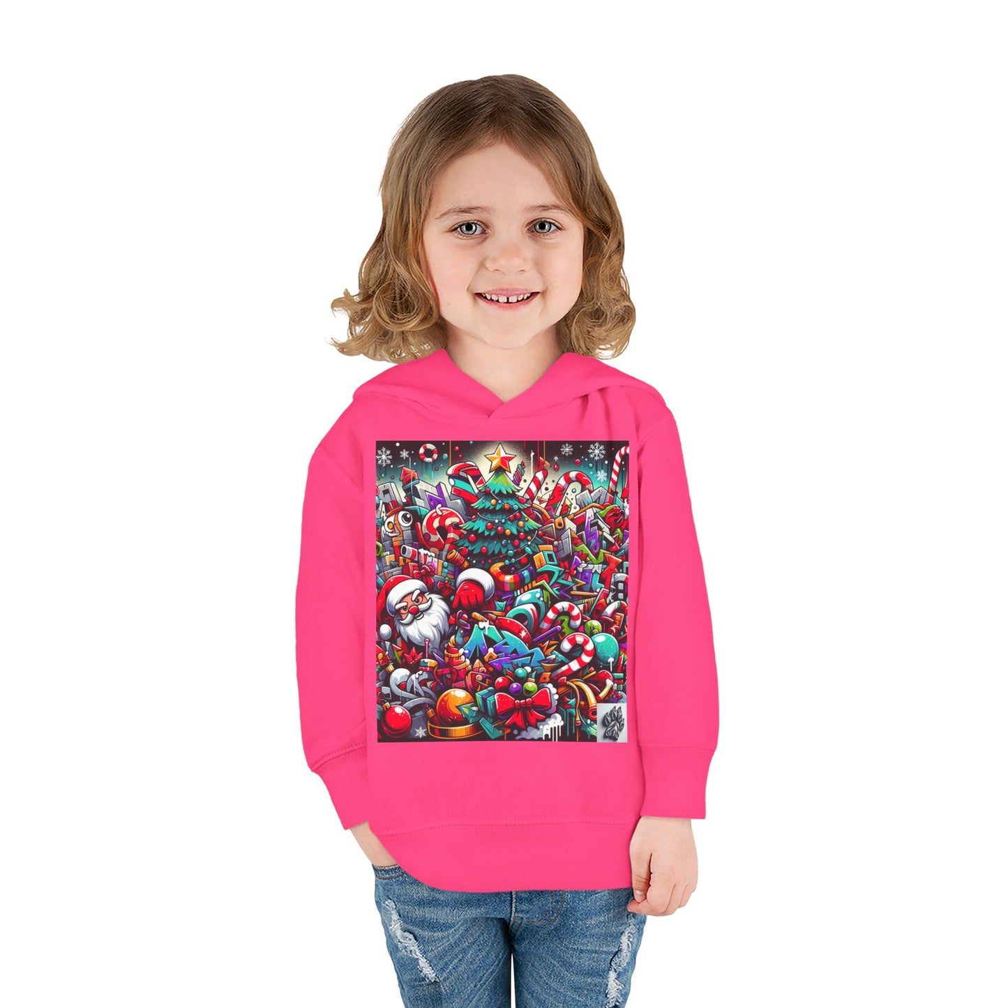 Festive Santa Toddler Hoodie - Cozy Christmas Fleece Pullover