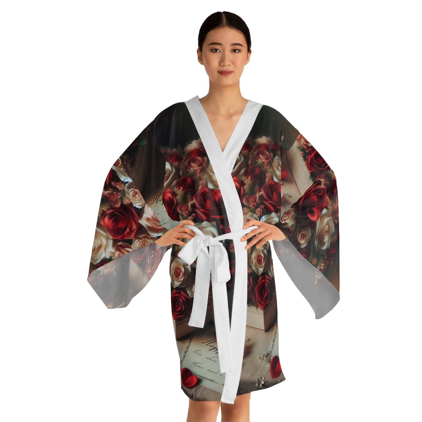 Elegant Floral Long Sleeve Kimono Robe
