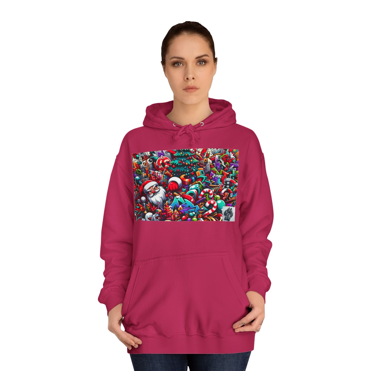 Festive Santa Graphic Unisex College Hoodie - Perfect Holiday Wear