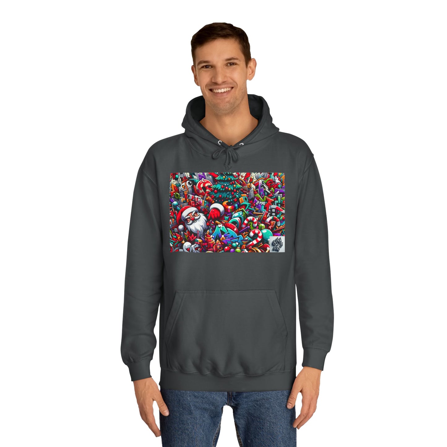 Festive Santa Graphic Unisex College Hoodie - Perfect Holiday Wear