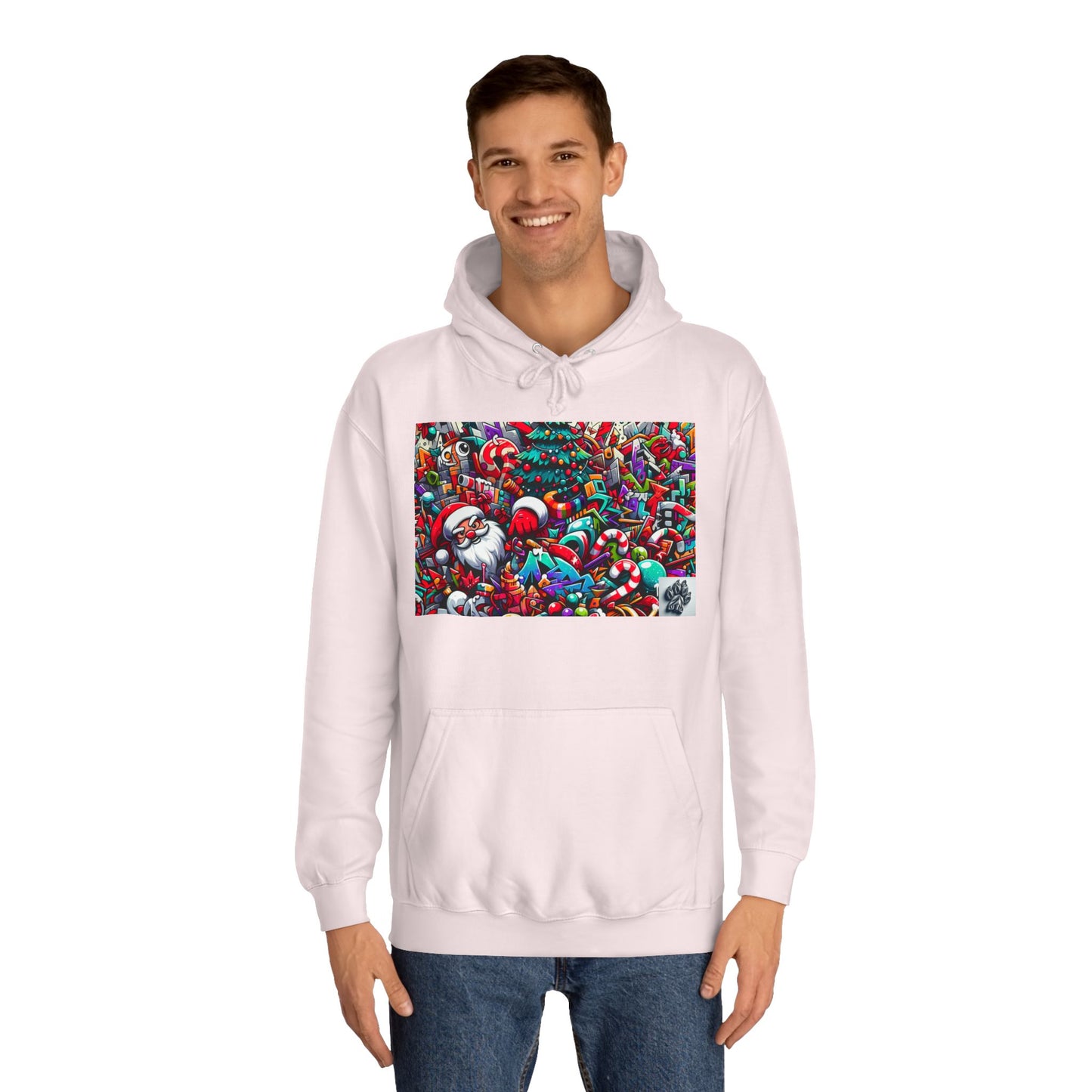 Festive Santa Graphic Unisex College Hoodie - Perfect Holiday Wear