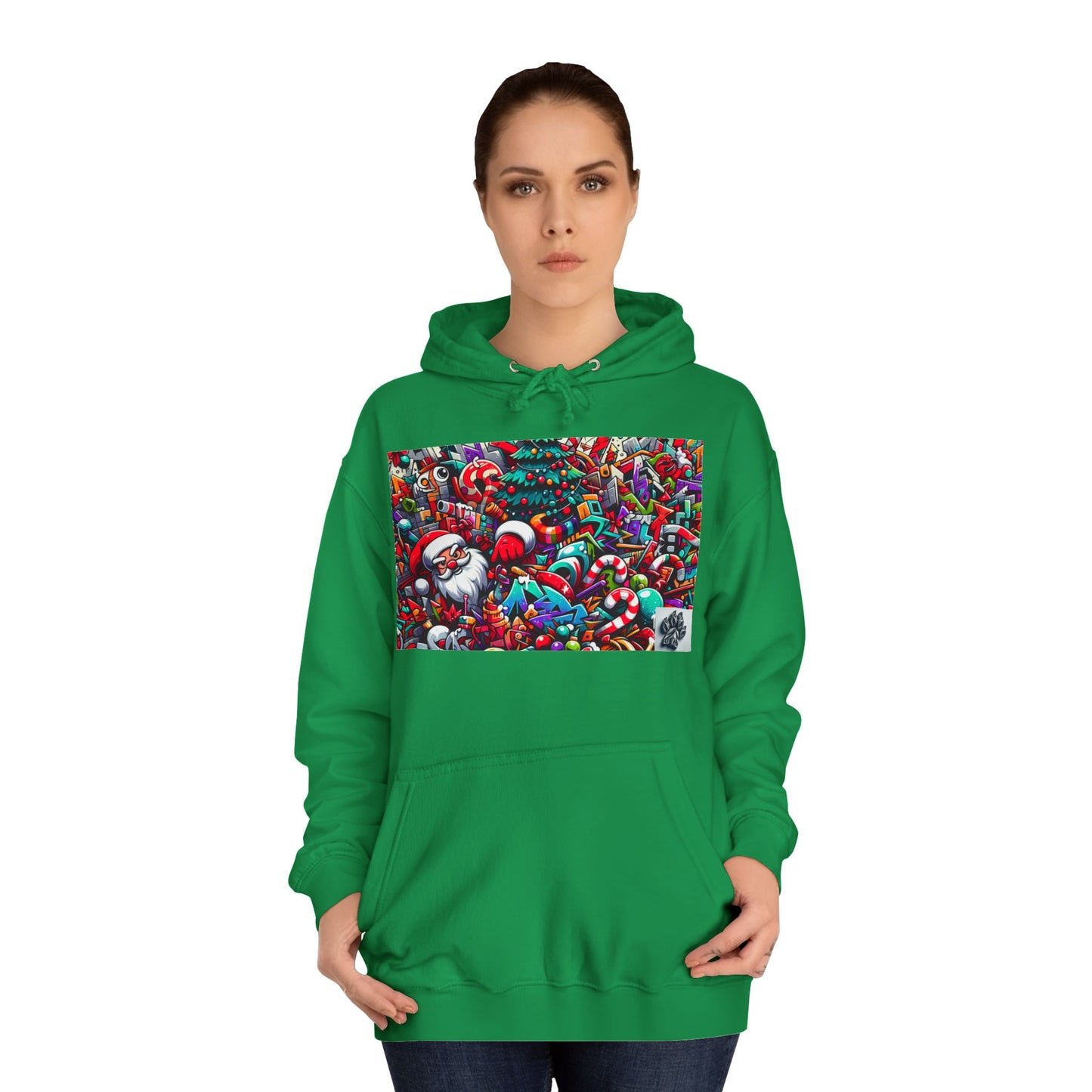 Festive Santa Graphic Unisex College Hoodie - Perfect Holiday Wear