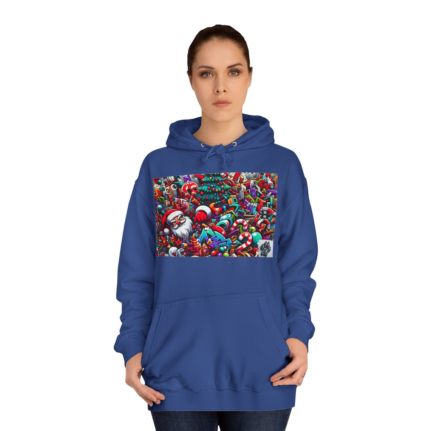 Festive Santa Graphic Unisex College Hoodie - Perfect Holiday Wear