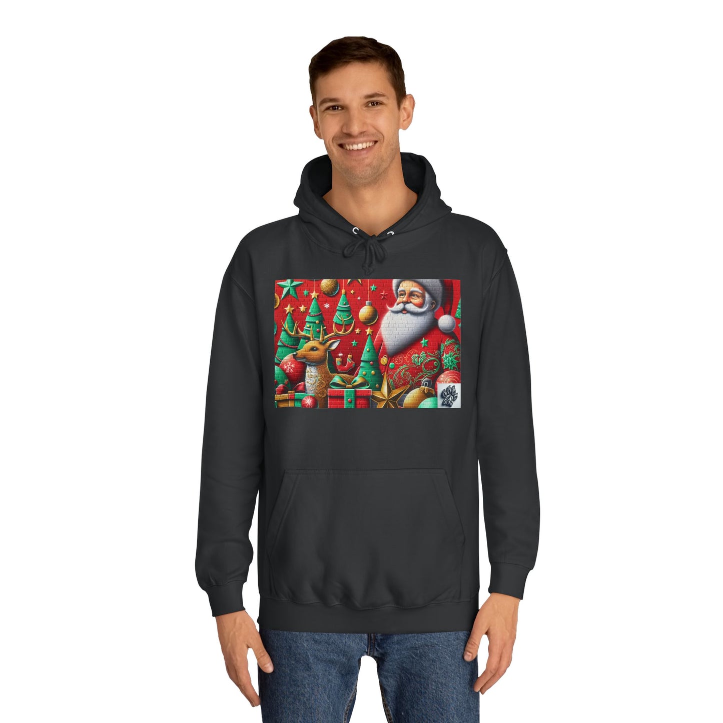 Festive Santa and Reindeer Unisex Hoodie
